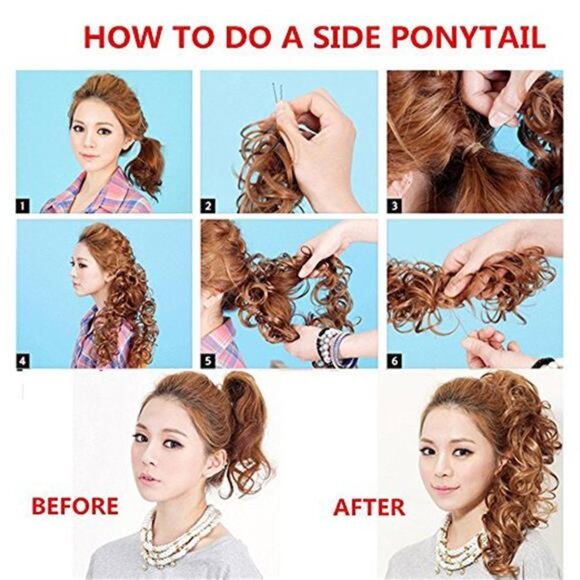 Messy Bun Scrunchie Hair Piece 32 inch DIY Wrap Around Ponytail Fluffy Pony Tail - Picture 7 of 8